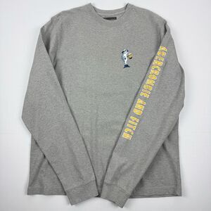 Vintage Abercrombie & Fitch T-Shirt Mens Large Beer Fish Long Sleeve Gray Shirt